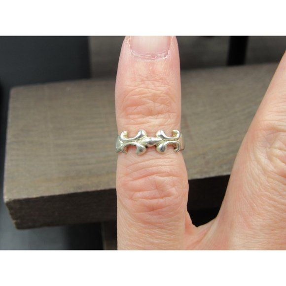 Size 2.75 Sterling Silver Unique Pattern Toe Band Ring Vintage Statement - Picture 3 of 8